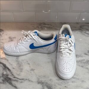 Nike White and Blue Athletic Sneakers